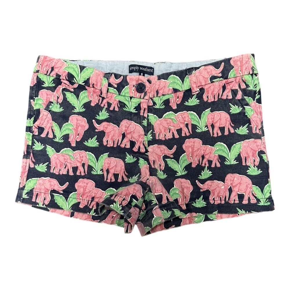 Simply Southern Elephant Cotton Chino Shorts 3" inseam Size Women's 4